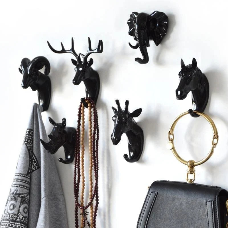 Animal Head Wall Hook Cast Iron Mounting Hardware Included
