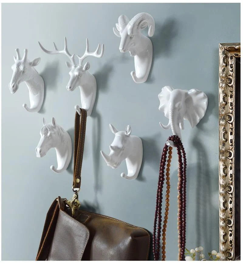 Animal Head Wall Hook Cast Iron Mounting Hardware Included