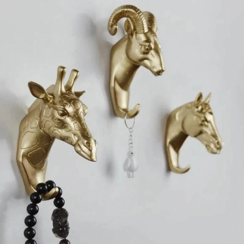 Animal Head Wall Hook Cast Iron Mounting Hardware Included