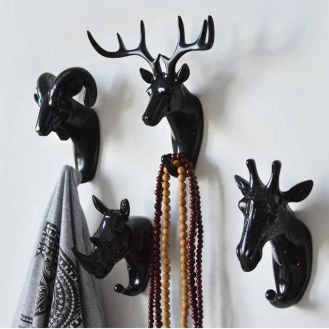 Animal Head Wall Hook Cast Iron Mounting Hardware Included