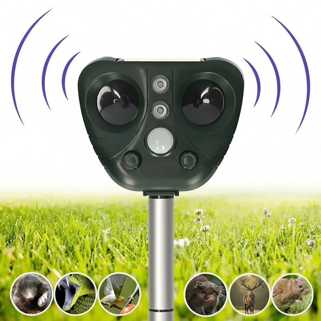 Animal Repeller Solar-Powered Ultrasonic 9m Range