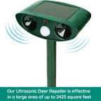 Animal Repeller Solar-Powered Ultrasonic Motion-Activated 9m Range