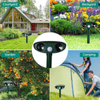 Animal Repeller Solar-Powered Ultrasonic Motion-Activated 9m Range