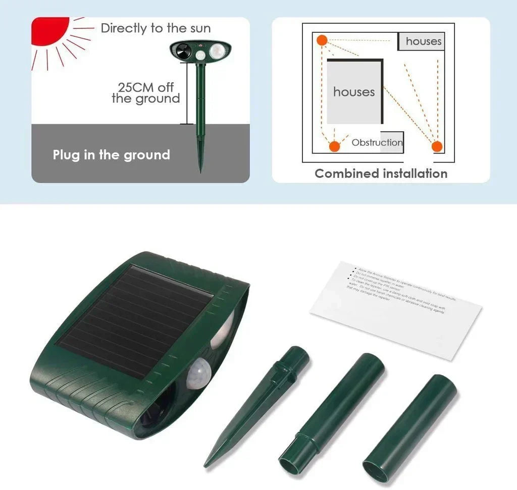Animal Repeller Solar Powered Ultrasonic Motion Sensor