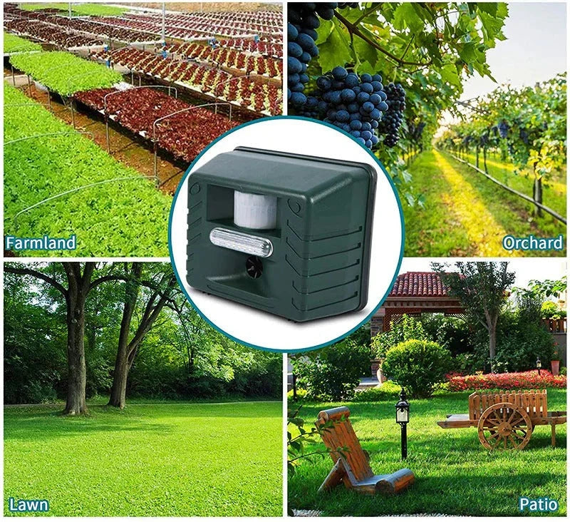 Animal Repeller Ultrasonic Motion-Activated Solar-Powered