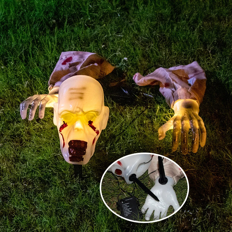 Animated Zombie Prop Motion-Activated Glowing Eyes Weather-Resistant Stakes