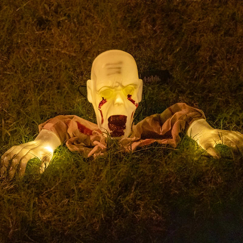 Animated Zombie Prop Motion-Activated Glowing Eyes Weather-Resistant Stakes