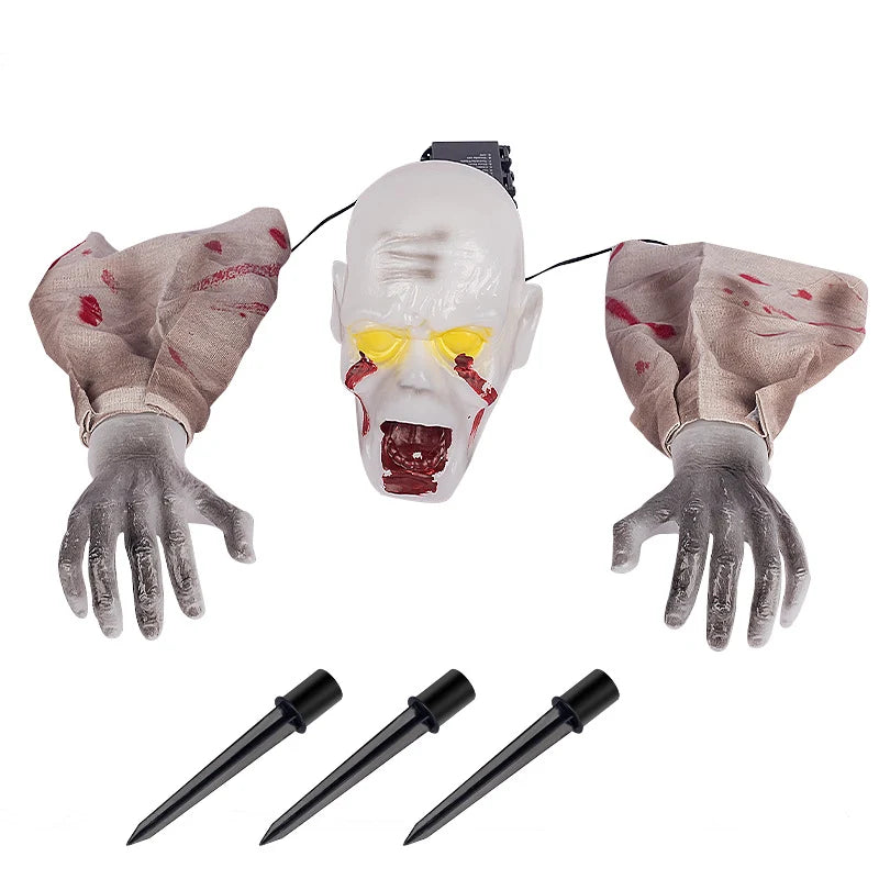 Animated Zombie Prop Motion-Activated Glowing Eyes Weather-Resistant Stakes