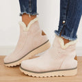 Ankle Boots Insulated Lining Slip-On Elastic Lace Textured Outsole