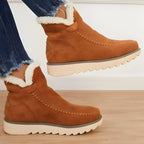 Ankle Boots Insulated Lining Slip-On Elastic Lace Textured Outsole