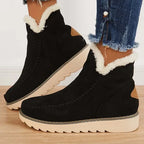 Ankle Boots Insulated Lining Slip-On Elastic Lace Textured Outsole