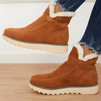 Ankle Boots Insulated Lining Slip-On Elastic Lace Textured Outsole
