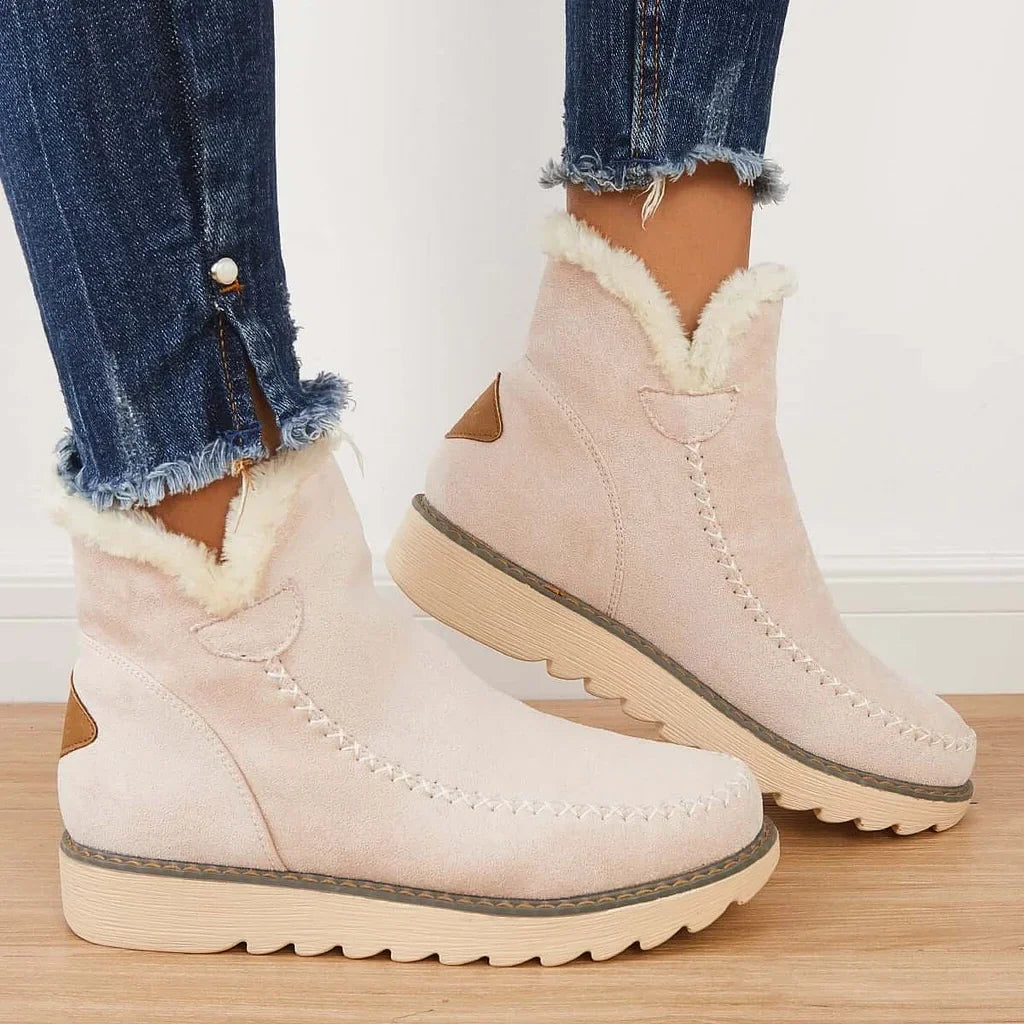 Ankle Boots Insulated Slip-On Elastic Laces Textured Grip Sole