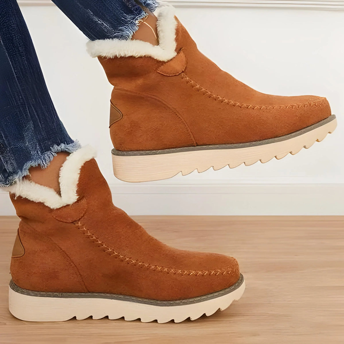 Ankle Boots Insulated Slip-On Elastic Laces Textured Grip Sole