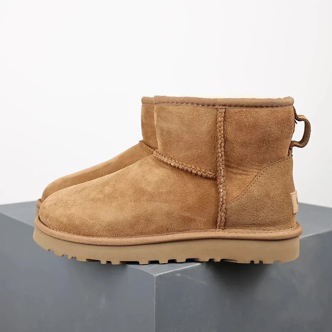 Ankle Boots Sheepskin Lined Suede Mini Platform