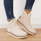 Ankle Boots Slip-On Fur-Lined Flat Sole