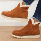 Ankle Boots Slip-On Fur-Lined Flat Sole