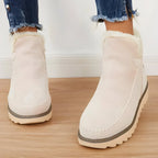 Ankle Boots Slip-On Fur-Lined Flat Sole