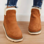 Ankle Boots Slip-On Fur-Lined Flat Sole