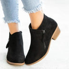 Ankle Boots Suede Cotton-Lined Side Zipper
