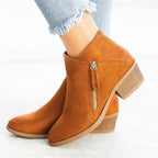 Ankle Boots Suede Cotton-Lined Side Zipper