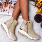 Ankle Boots Waterproof Wedge Non-Slip Side Zippers
