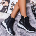 Ankle Boots Waterproof Wedge Non-Slip Side Zippers