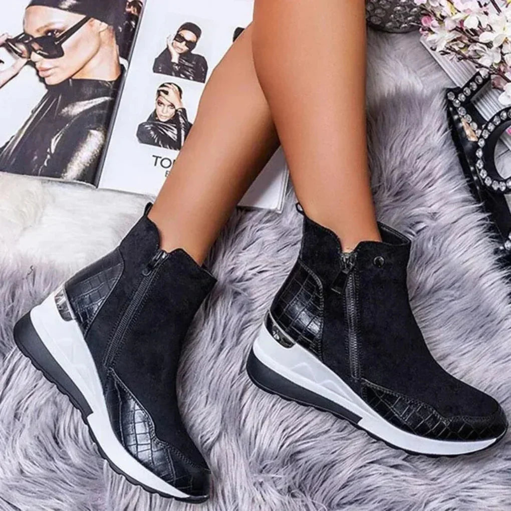 Ankle Boots Waterproof Wedge Non-Slip Side Zippers