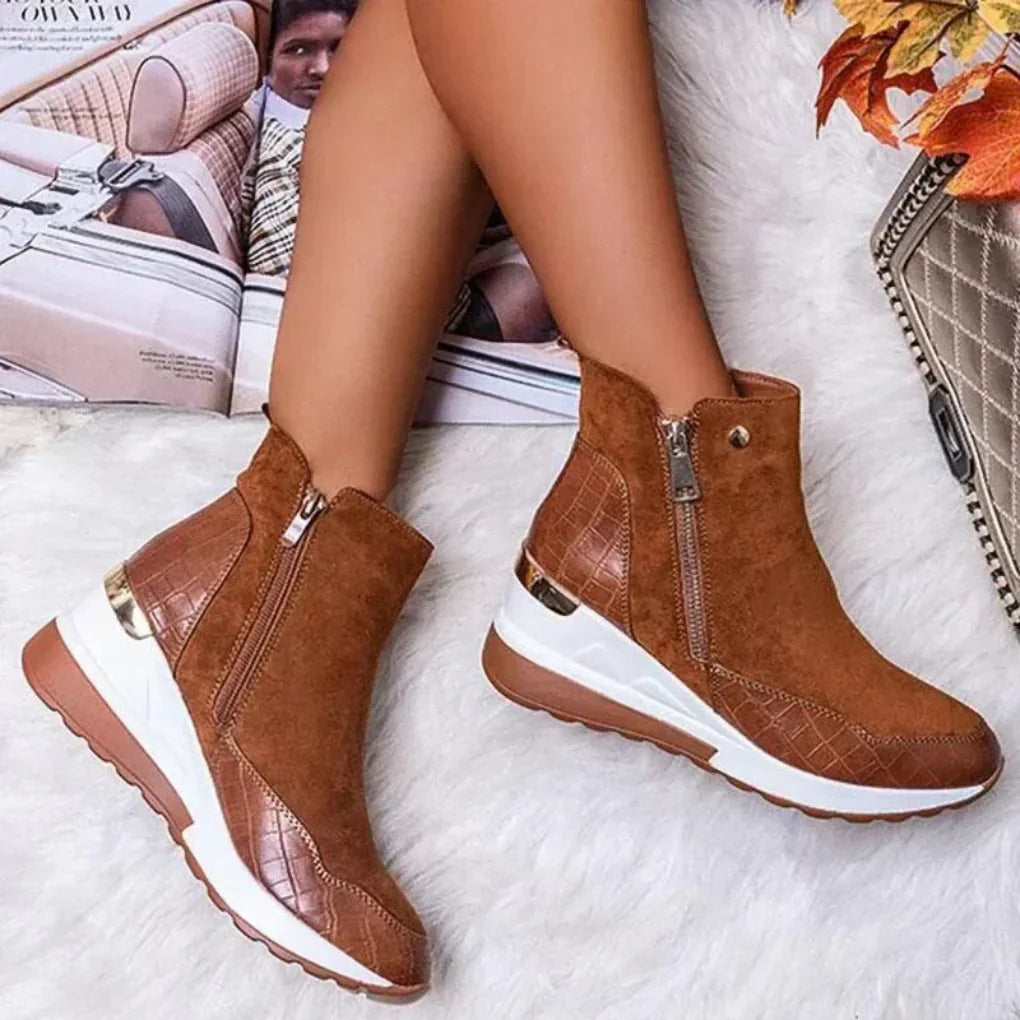 Ankle Boots Waterproof Wedge Non-Slip Side Zippers