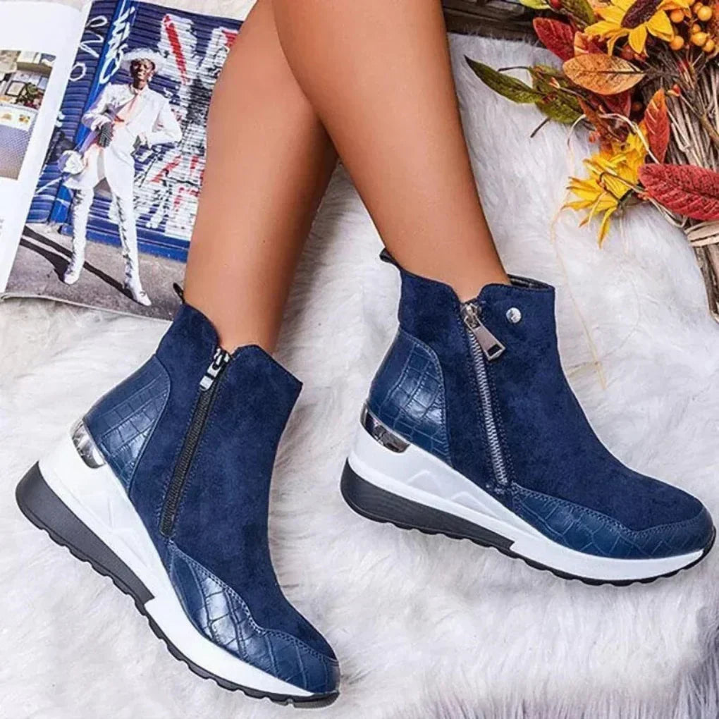 Ankle Boots Waterproof Wedge Non-Slip Side Zippers