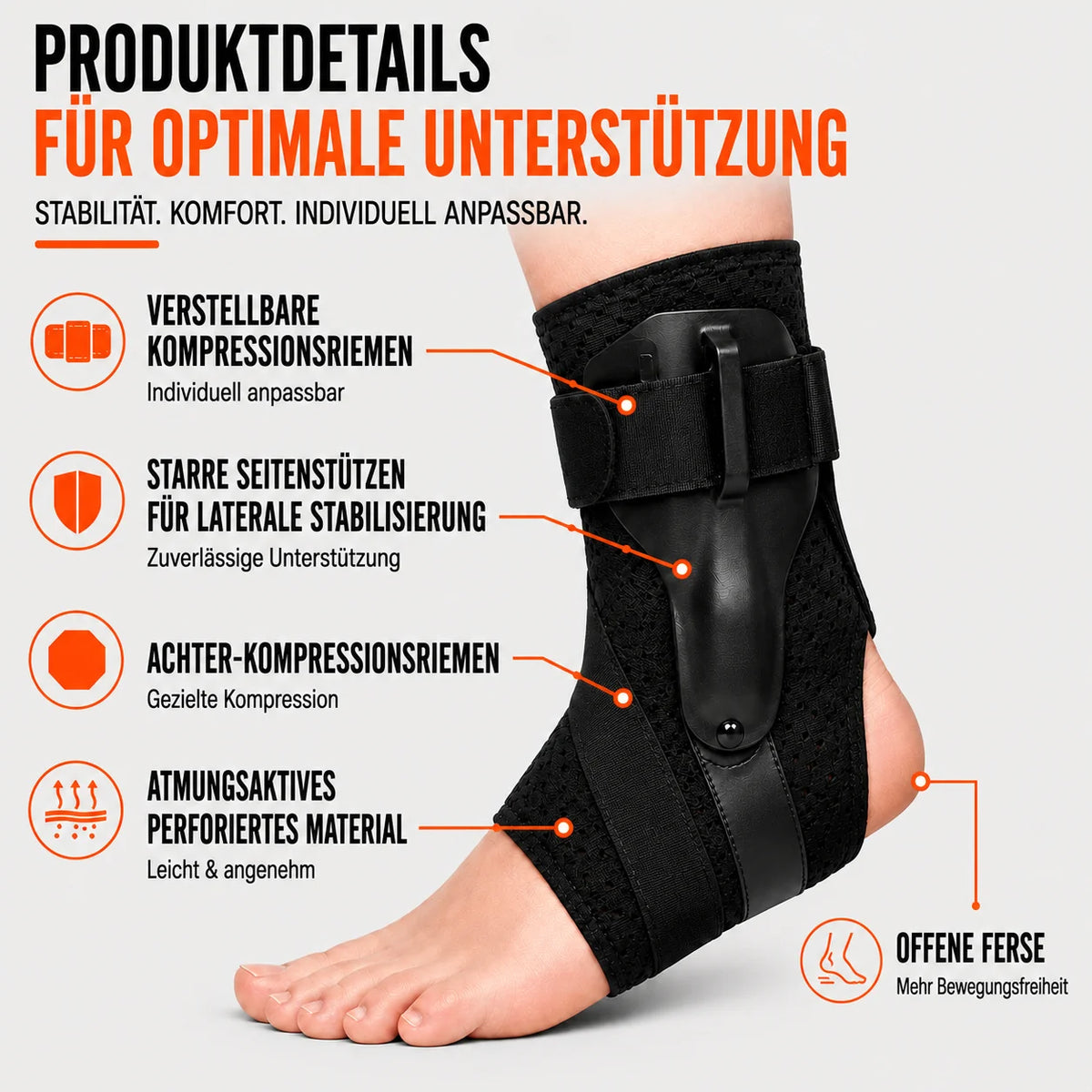 Ankle Brace Adjustable Compression Lateral Support Breathable