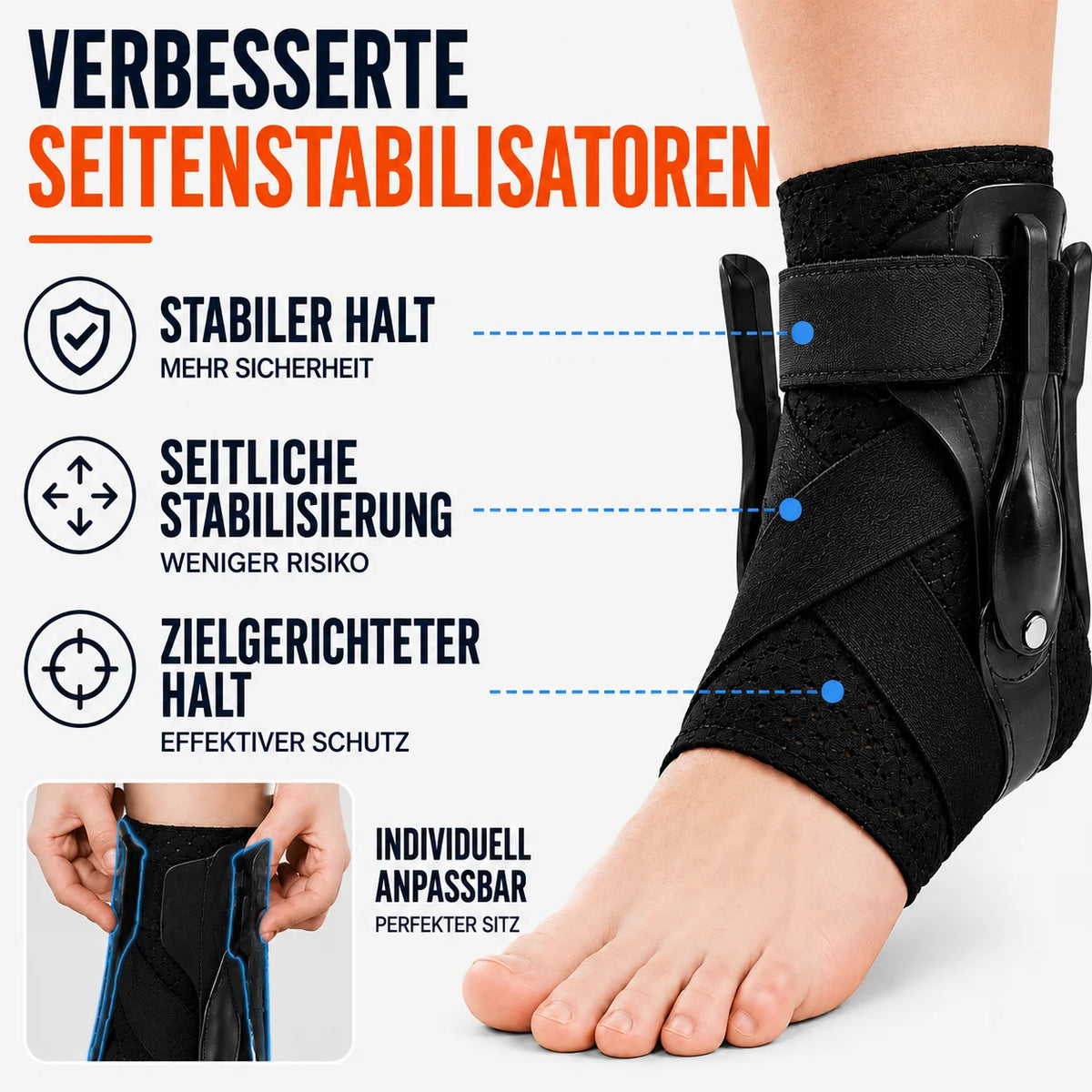 Ankle Brace Adjustable Compression Lateral Support Breathable
