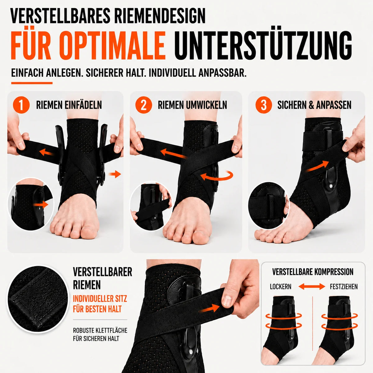Ankle Brace Adjustable Compression Lateral Support Breathable