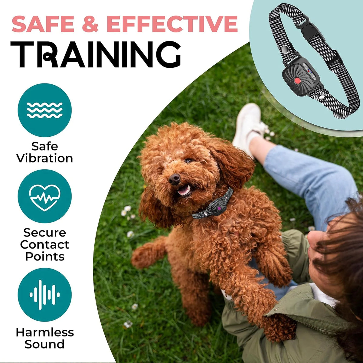 Anti-Bark Collar Vibration Training IPX7 Waterproof Adjustable Strap