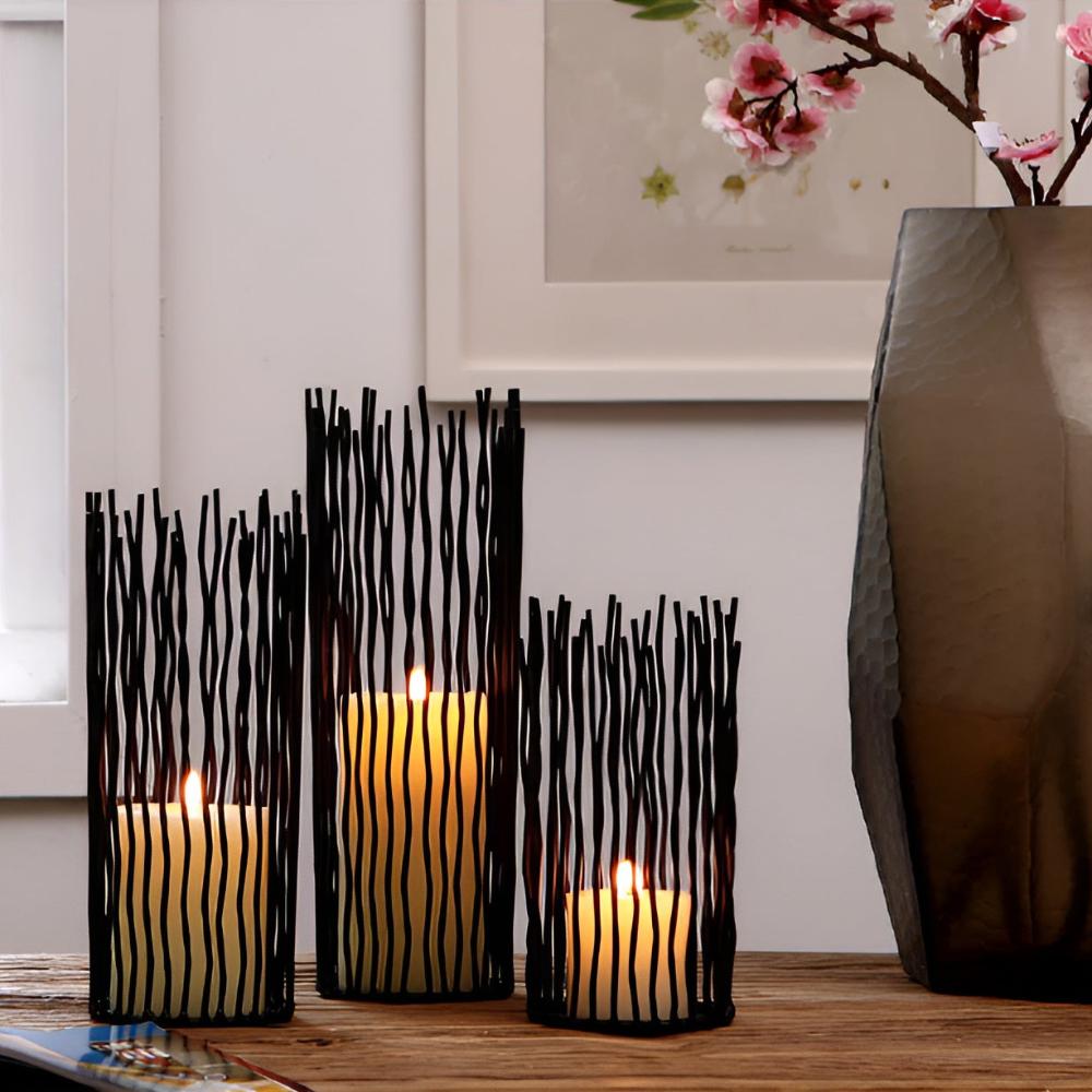 Anti-Rust Iron & Weighted Base Candlestick Stand