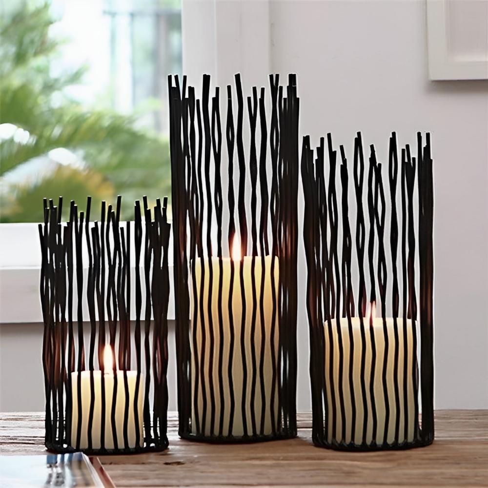 Anti-Rust Iron & Weighted Base Candlestick Stand