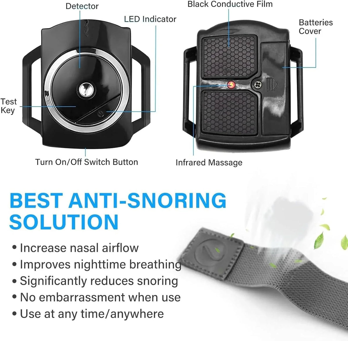Anti-Snore Wristband Automatic Snore Detection Gentle Pulse