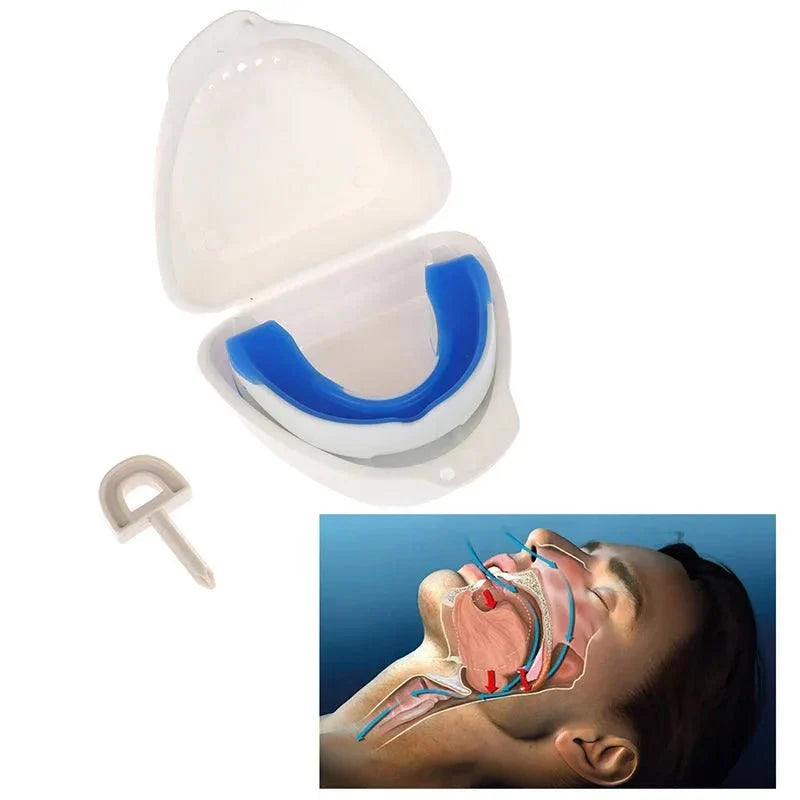 Anti-Snoring Mouthpiece Adjustable Jaw Positioner Food-Grade Silicone Includes Case