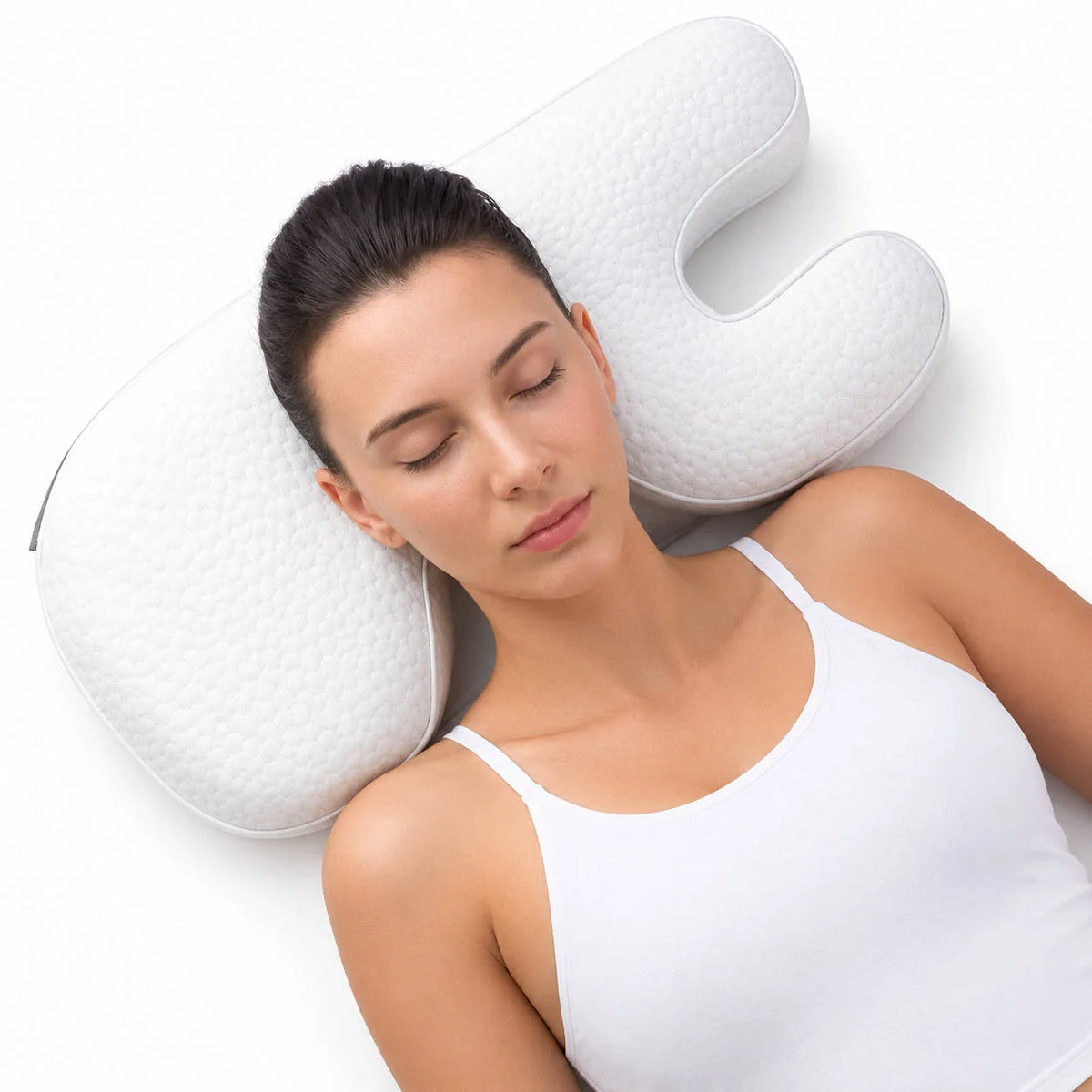 Anti-Wrinkle Pillow U-Shape Memory Foam Satin & Bamboo Case