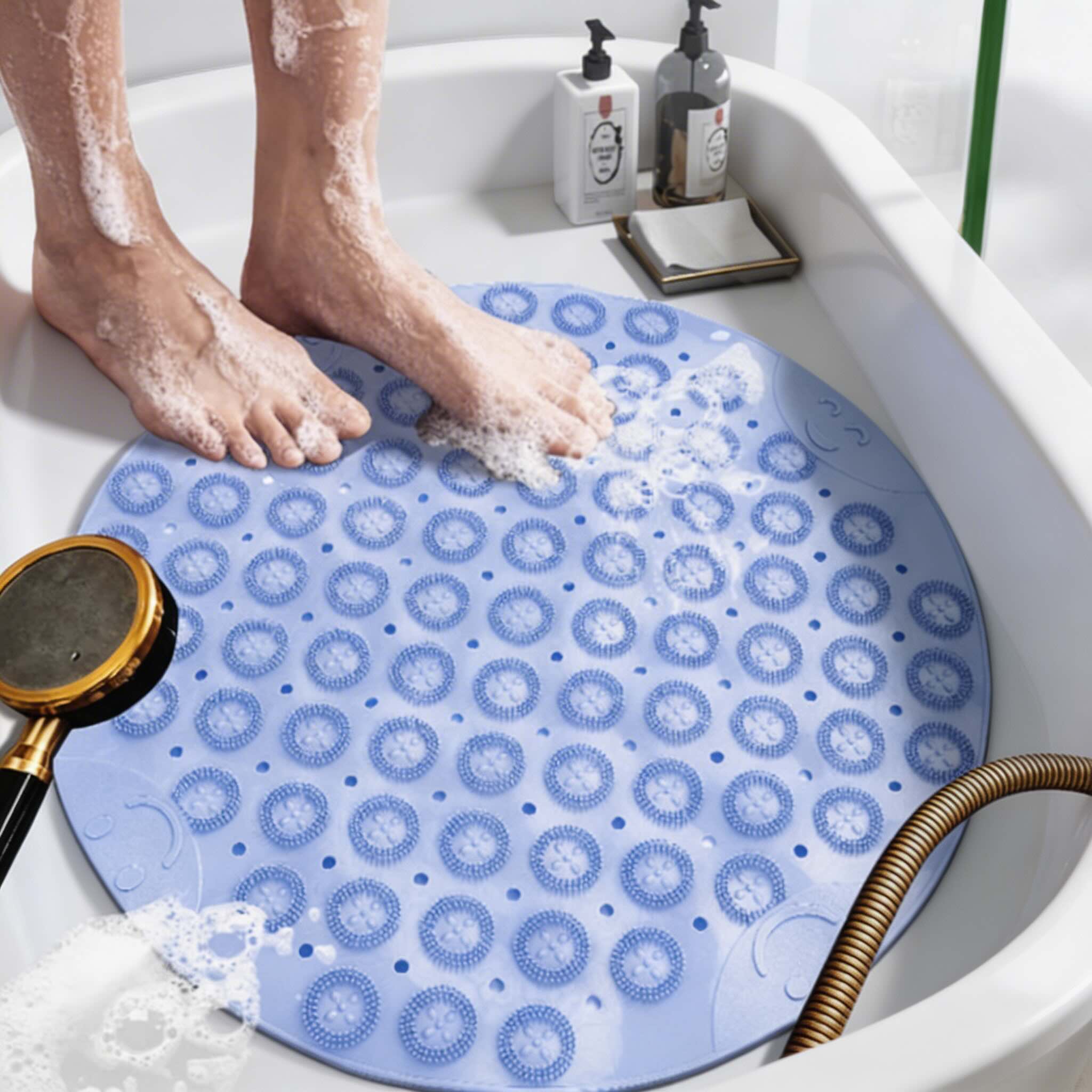 Antimicrobial PVC Non-Slip Shower Mat (Round)