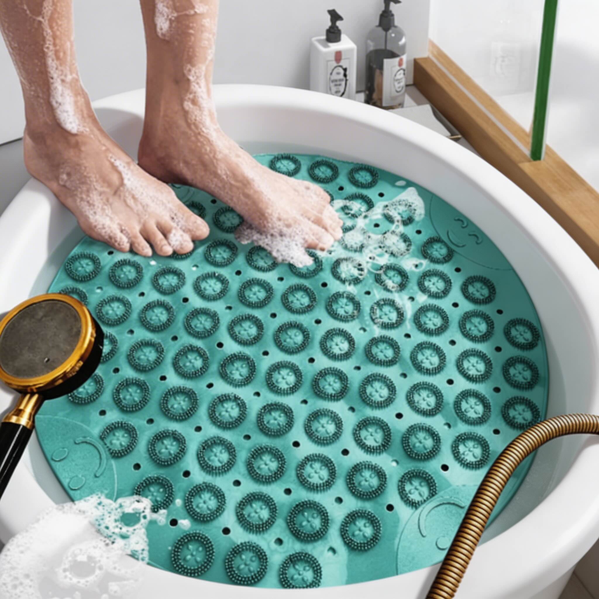 Antimicrobial PVC Non-Slip Shower Mat (Round)