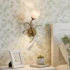Antique Brass Floral Glass Wall Sconce (Hardwired)