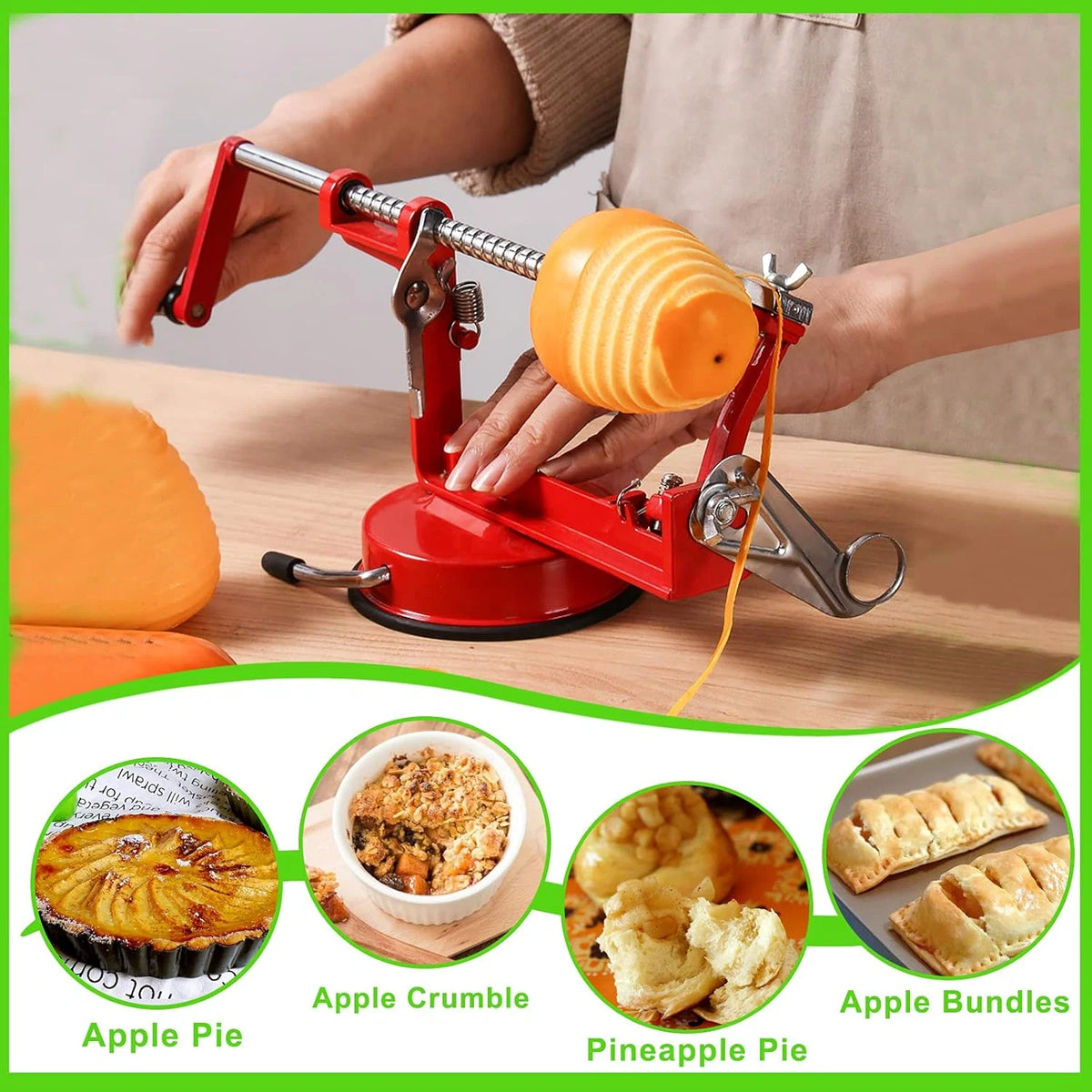 Apple Peeler Corer & Slicer Stainless Steel Blade Suction Cup
