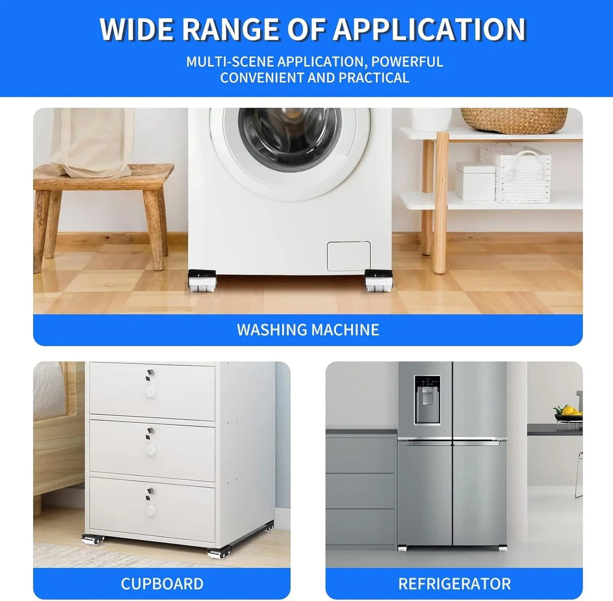 Appliance Roller Set Adjustable Metal Frame & Dual Brakes
