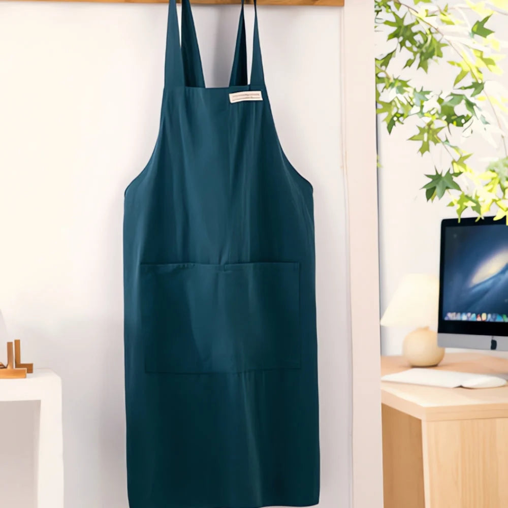 Apron Cross-Back Breathable Cotton Two Front Pockets