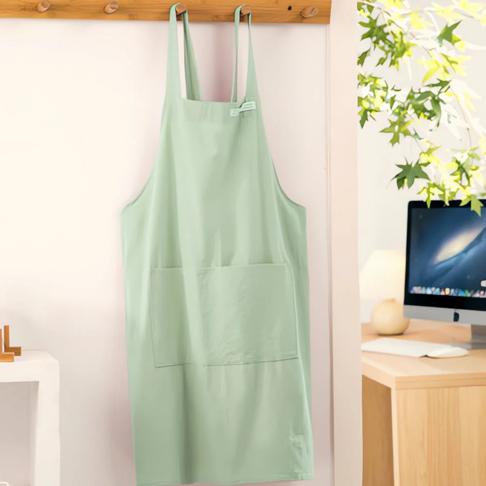 Apron Cross-Back Breathable Cotton Two Front Pockets