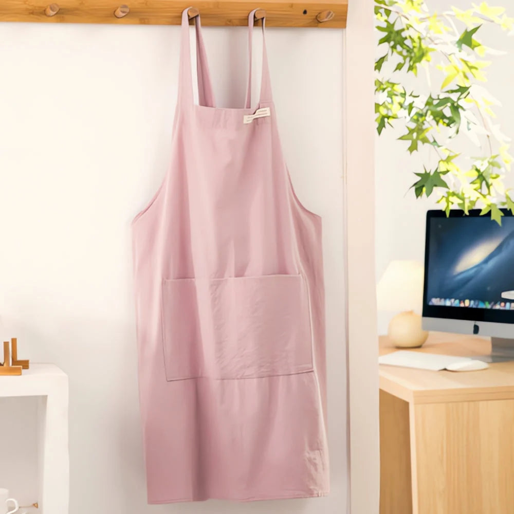 Apron Cross-Back Breathable Cotton Two Front Pockets
