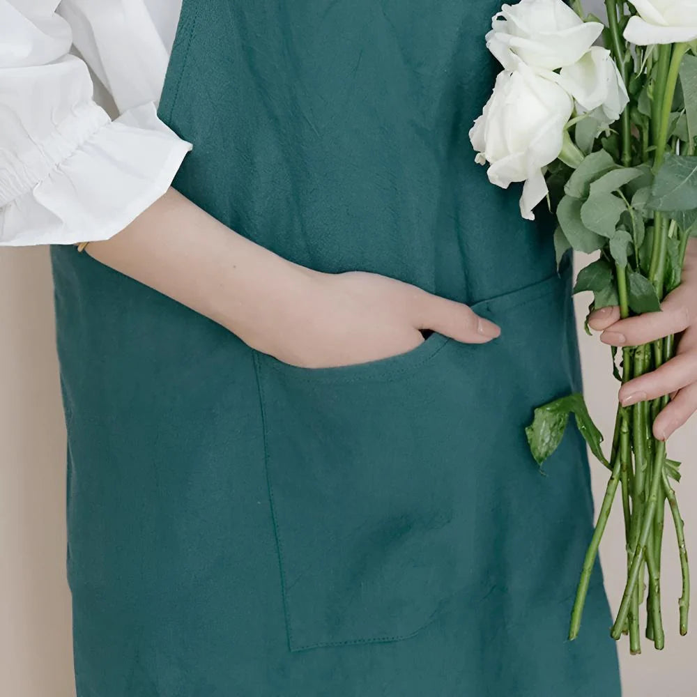 Apron Cross-Back Breathable Cotton Two Front Pockets