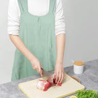 Apron Cross-Back Cotton-Linen Deep Pockets