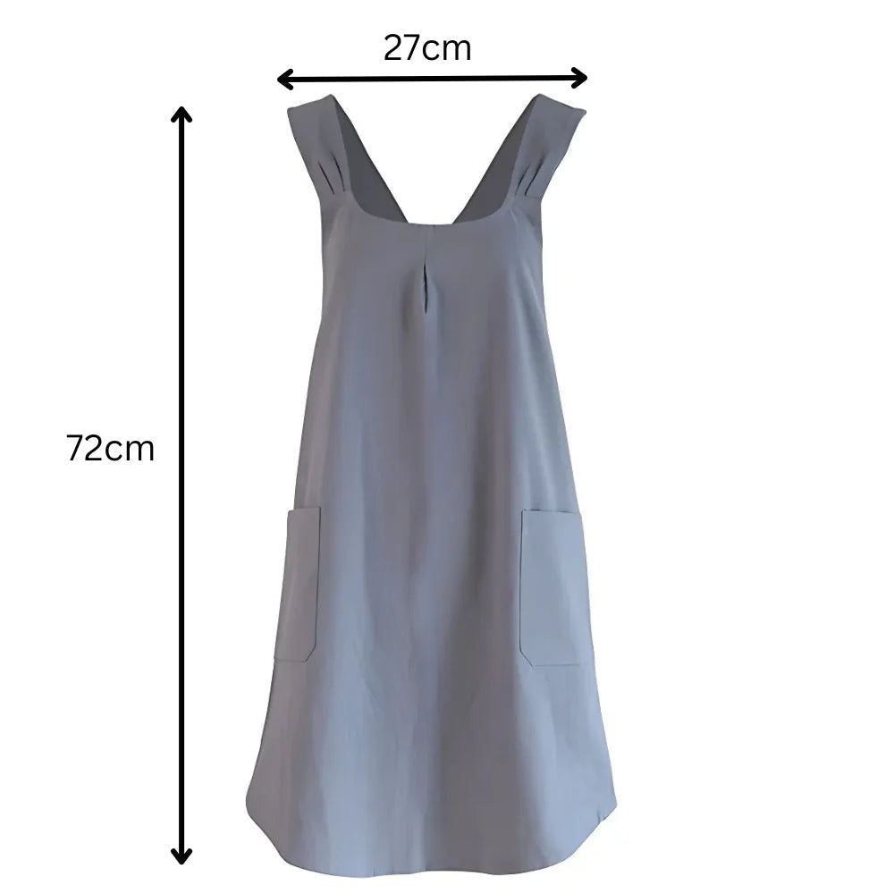 Apron Cross-Back Cotton-Linen Deep Pockets